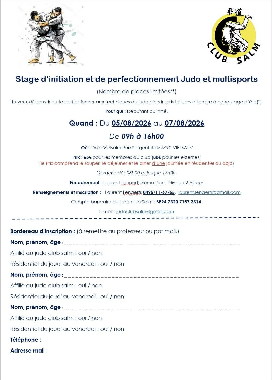Stage d&rsquo;initiation et de perfectionnement Judo et multi sports à Vielsalm